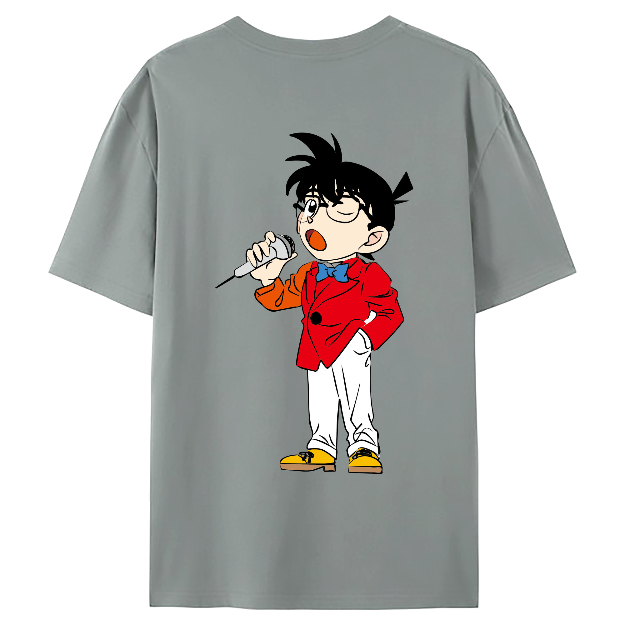 （画像用） 名探偵コナン 江戸川 コナン Detective Conan Conan Edogawa 綿100％ メンズ半袖Tシャツ（バックプリント） 通気性